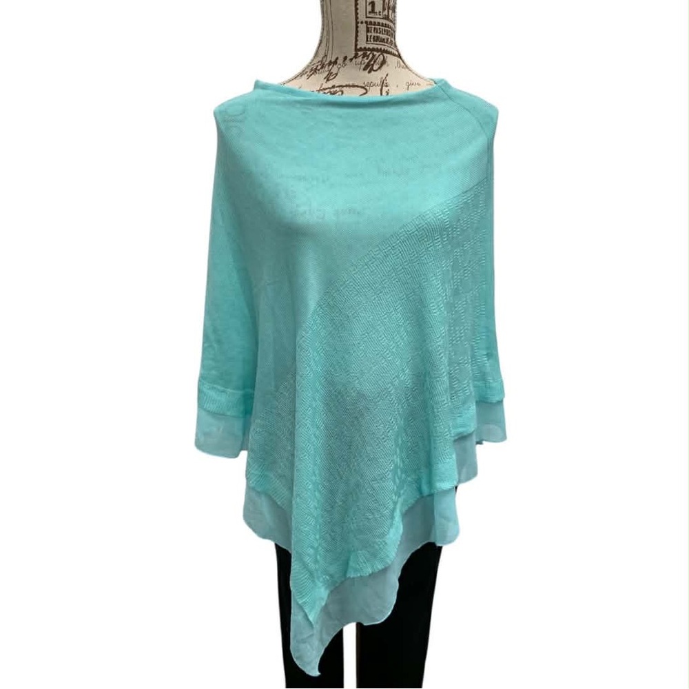 Charlie Paige Turquoise Asymmetrical Poncho Size O/S